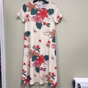 Cream N Sugar Cream Floral Swing Dress, sz M